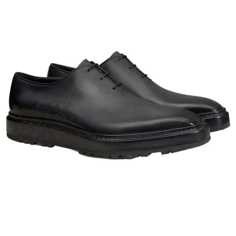 Berluti Alessandro Alto Black Leather Oxford Shoes with Elevated Sole Classic 11